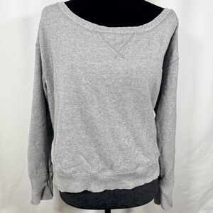 American Eagle Outfitters Gray Off-Shoulder Pullover Sweater